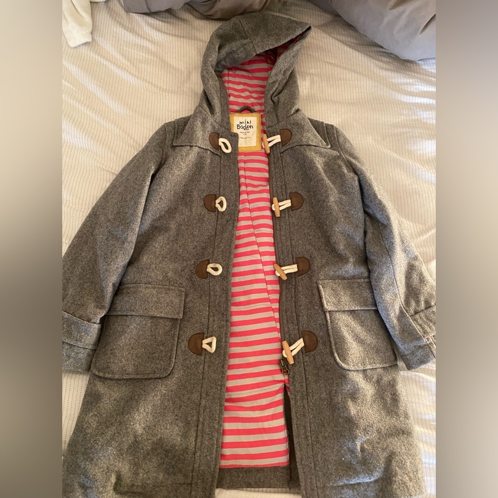 grey mini boden dress coat for girls